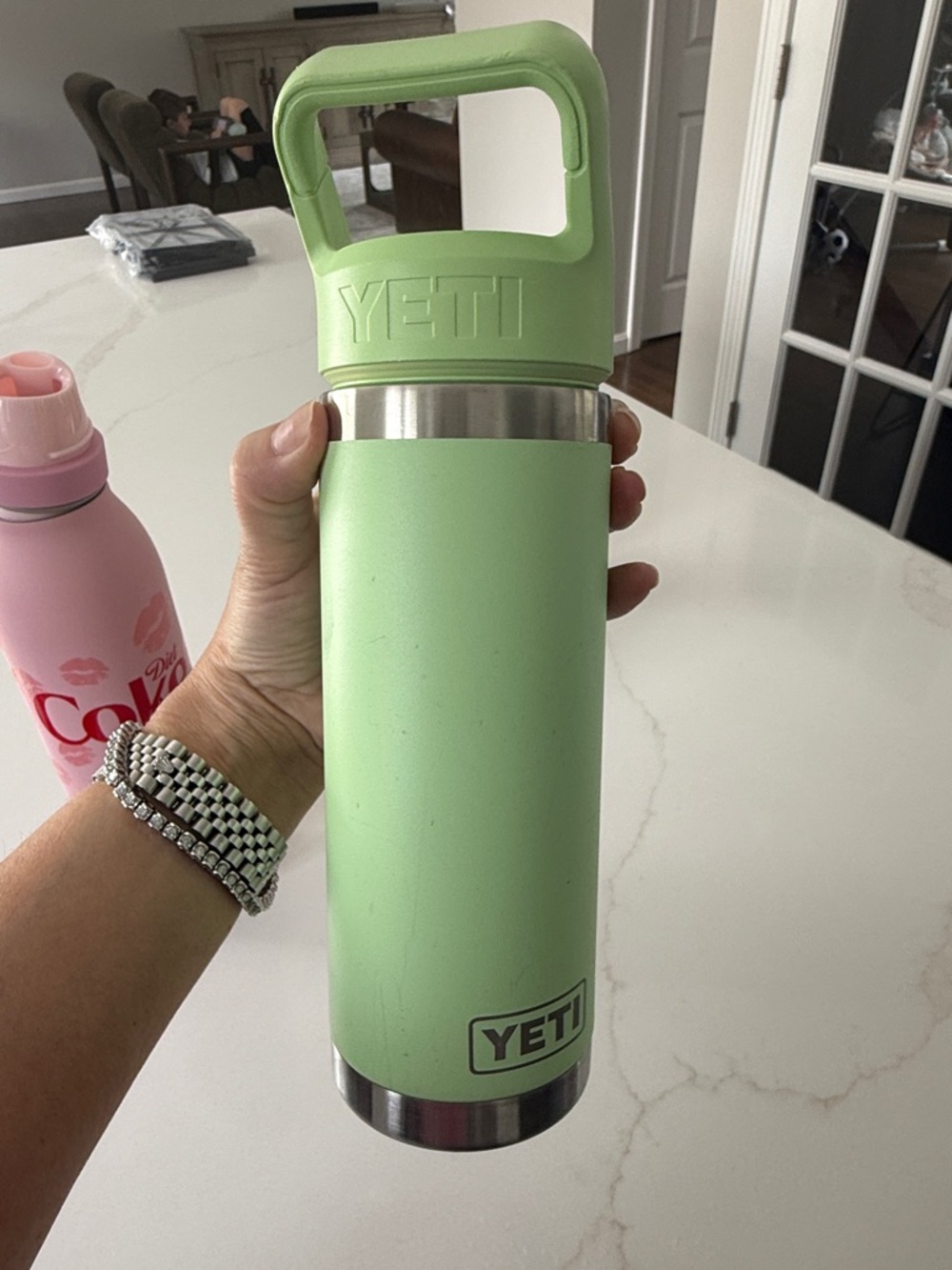 Yeti Rambler Bottle - Mint Green with Stainless Accents